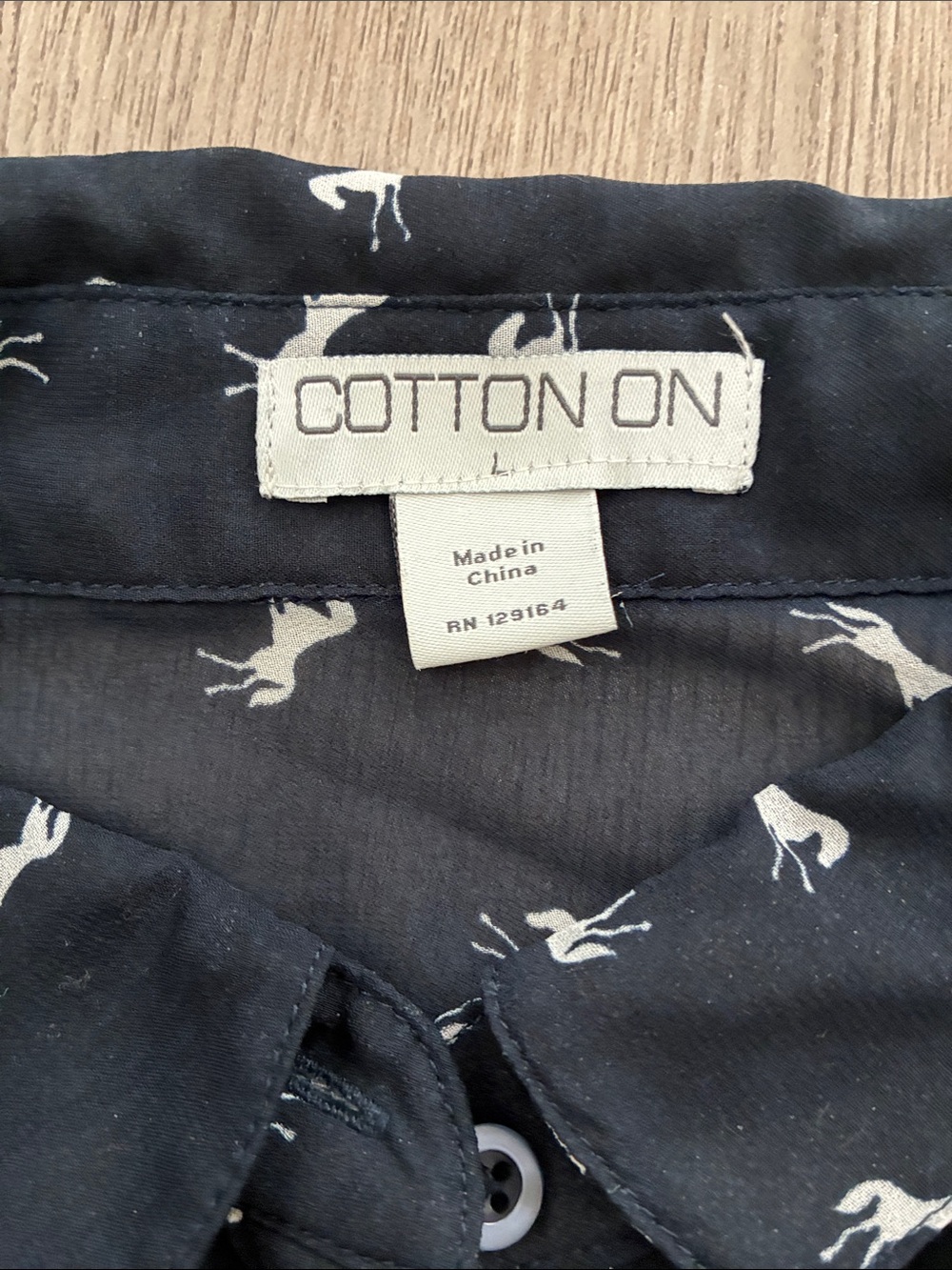 Cotton On Navy & White Sleeveless Horse-Print Blouse - Picture 2 of 3